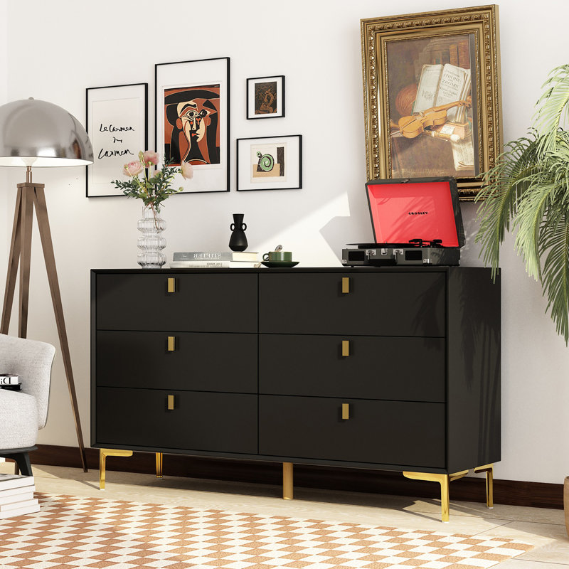 Mercer41 6 Drawer Modern Dresser With Metal Legs Reviews Wayfair Canada